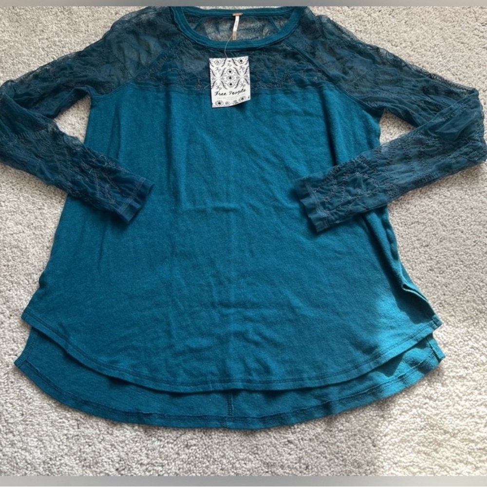 New Free People - Sidney Embroidered Mixed Media Long Sleeve Top - Sz XS - Picture 3 of 6